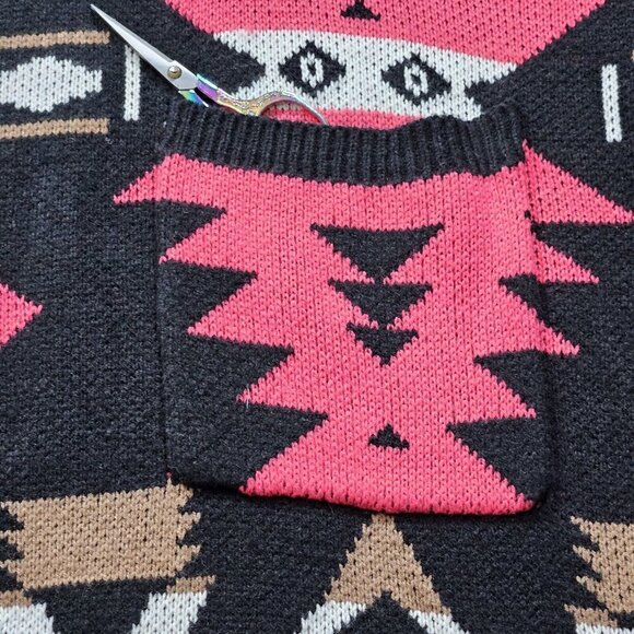 Heimish Cardigan Womens 1XL/2XL Multicolor Pockets LS Geo Aztec Tribal Boho Open - Picture 9 of 13